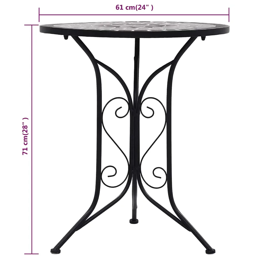 Mobilier de bistro 3 pcs mosaïque Carreaux céramiques Gris - 13