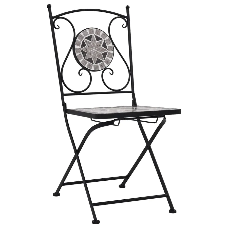 Mobilier de bistro 3 pcs mosaïque Carreaux céramiques Gris - 4