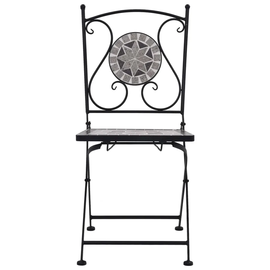Mobilier de bistro 3 pcs mosaïque Carreaux céramiques Gris - 8