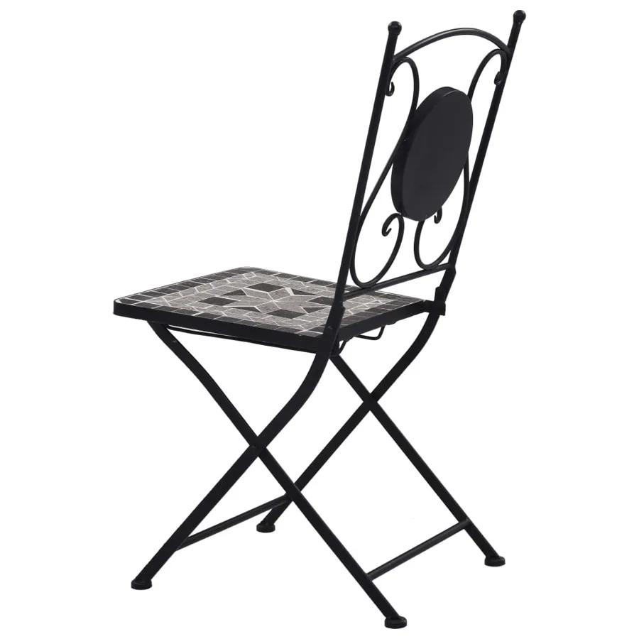 Mobilier de bistro 3 pcs mosaïque Carreaux céramiques Gris - 9