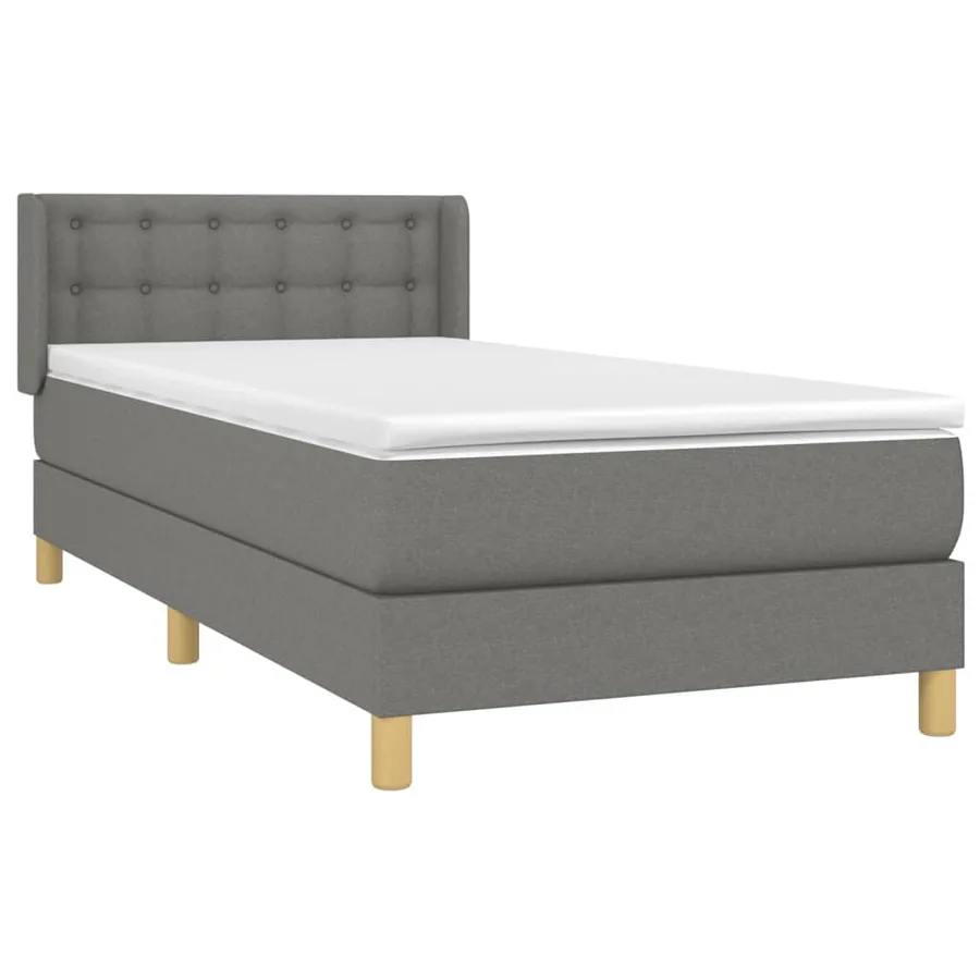 Sommier à lattes de lit avec matelas Gris foncé 90x200 cm Tissu - 3