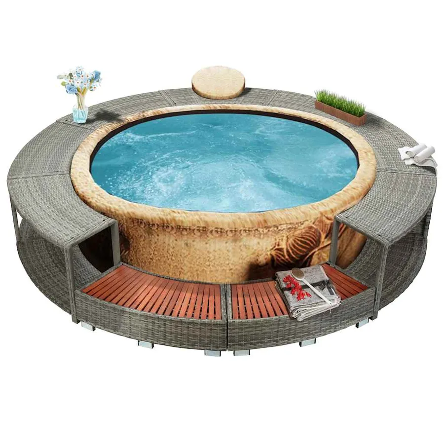 Cadre de bain à remous résine tressée - 4
