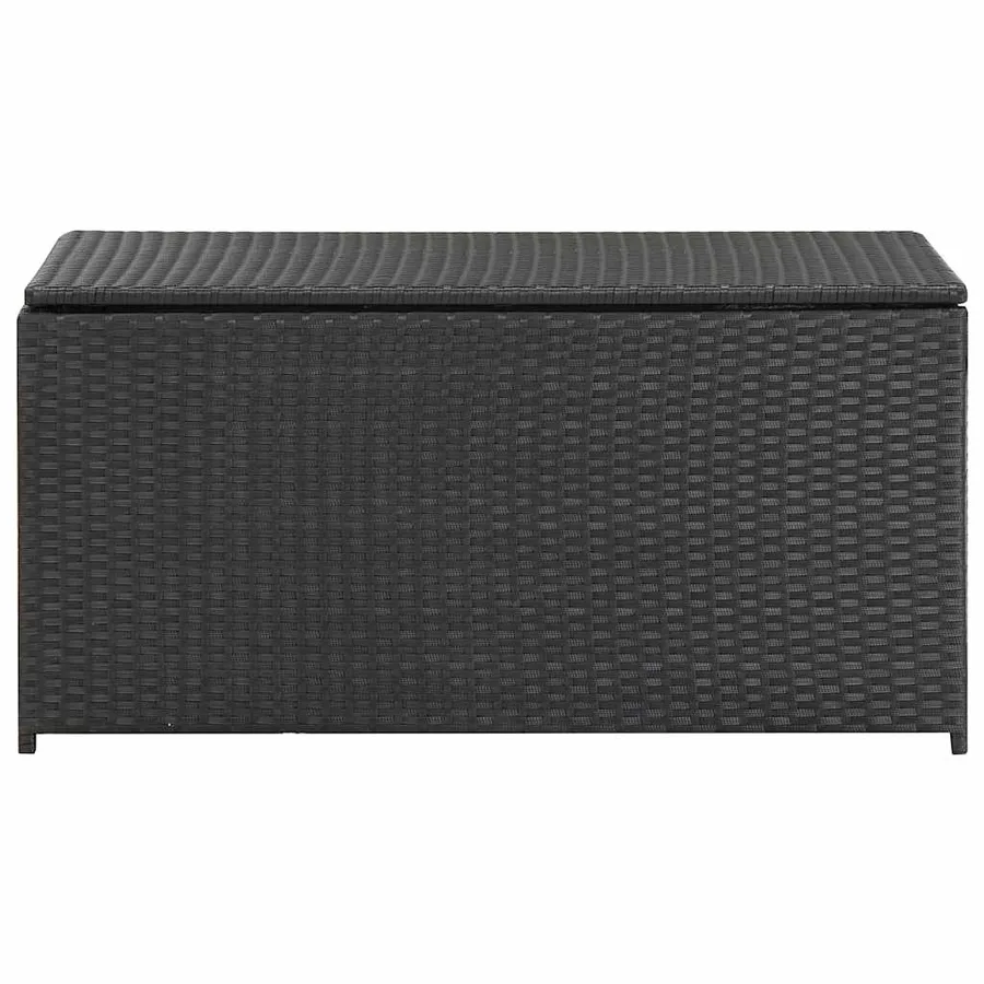 Boîte de rangement de jardin résine tressée 100x50x50 cm noir - 3