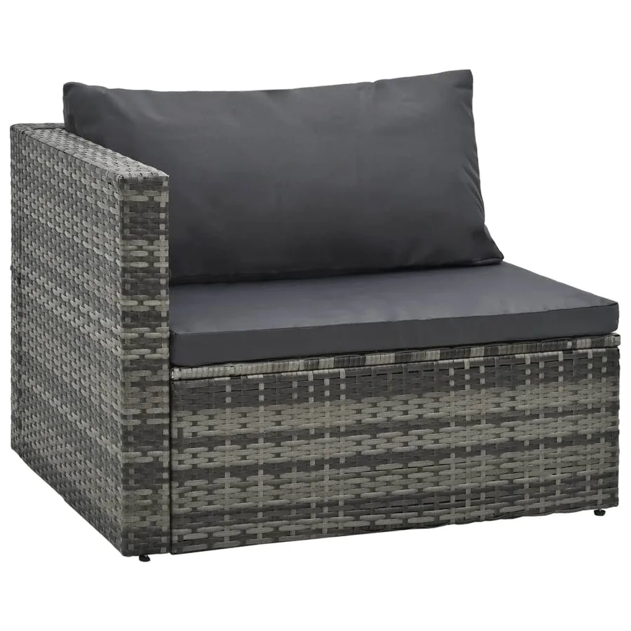 Salon de jardin 5 pcs avec coussins Résine tressée Gris - 2