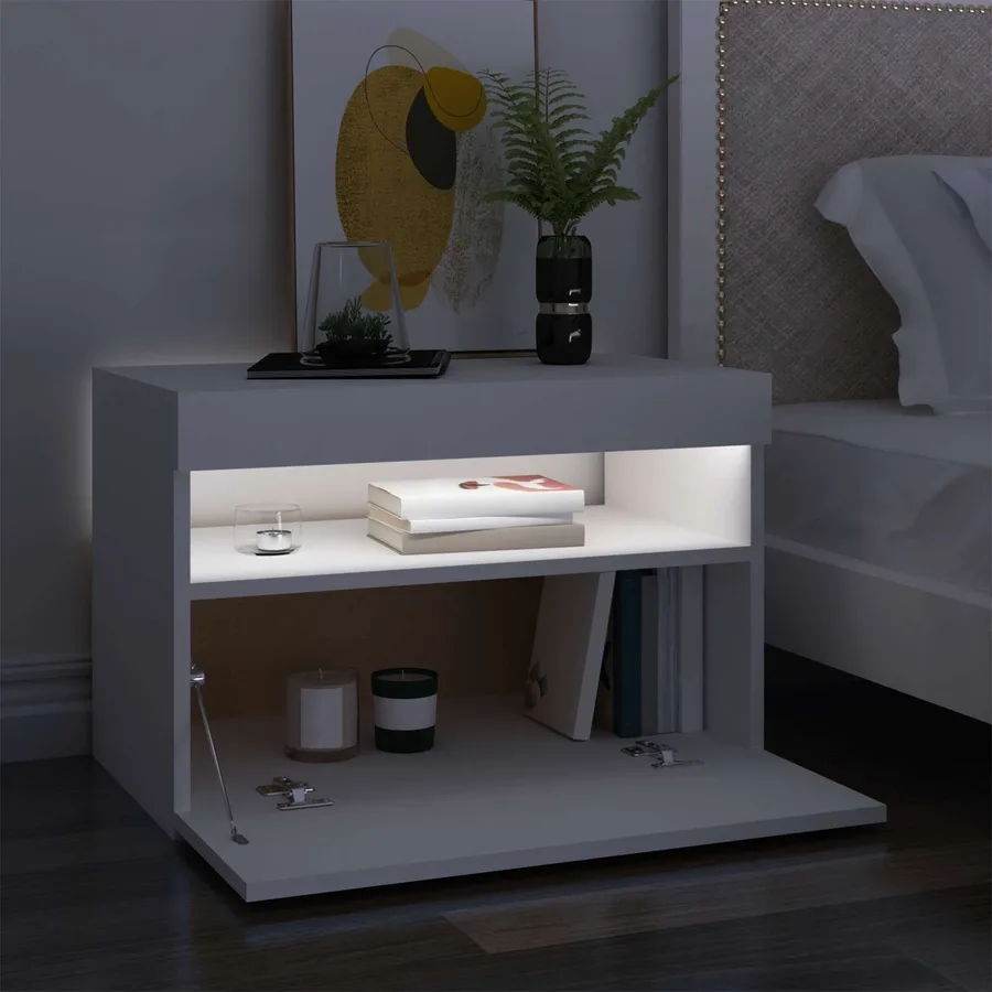 Meuble TV avec lumières LED blanc 60x35x40 cm - 4