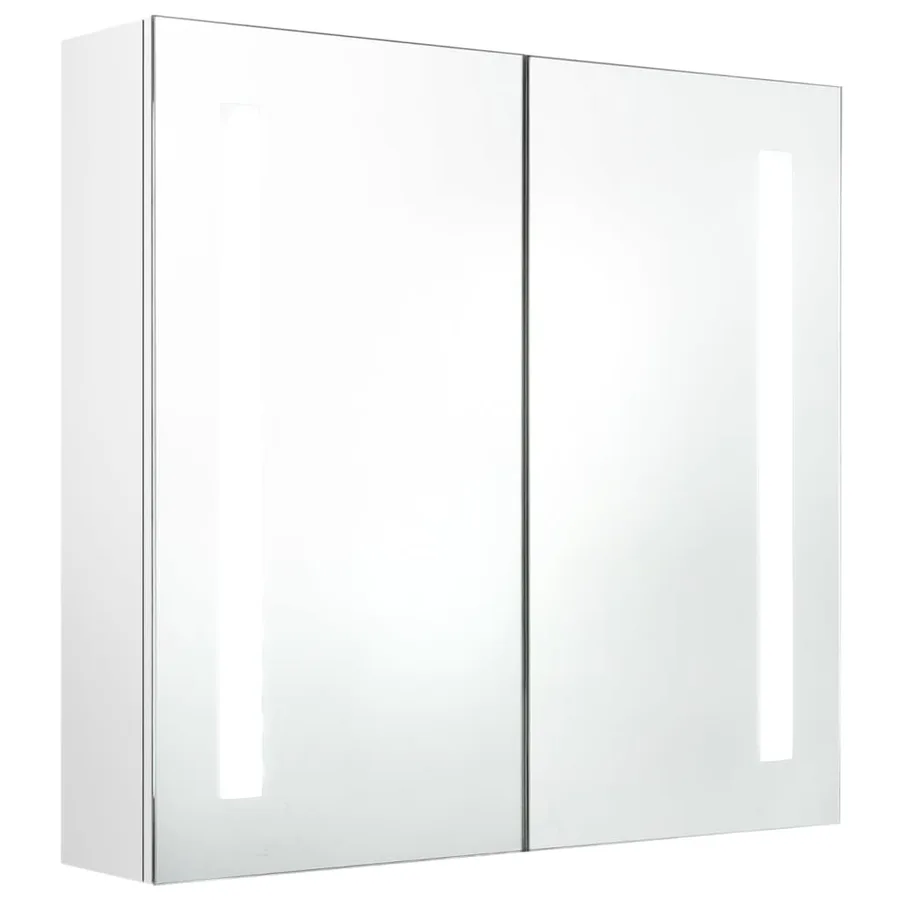 Armoire de salle de bain à miroir LED Blanc brillant 62x14x60cm - 2