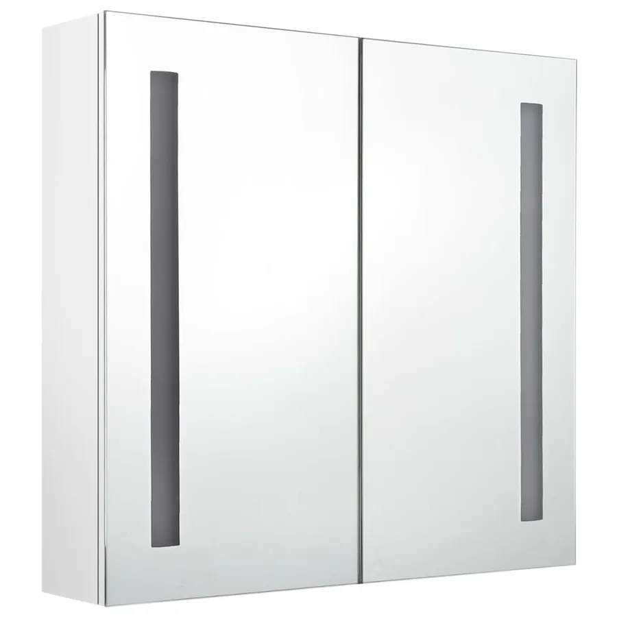 Armoire de salle de bain à miroir LED Blanc brillant 62x14x60cm - 3