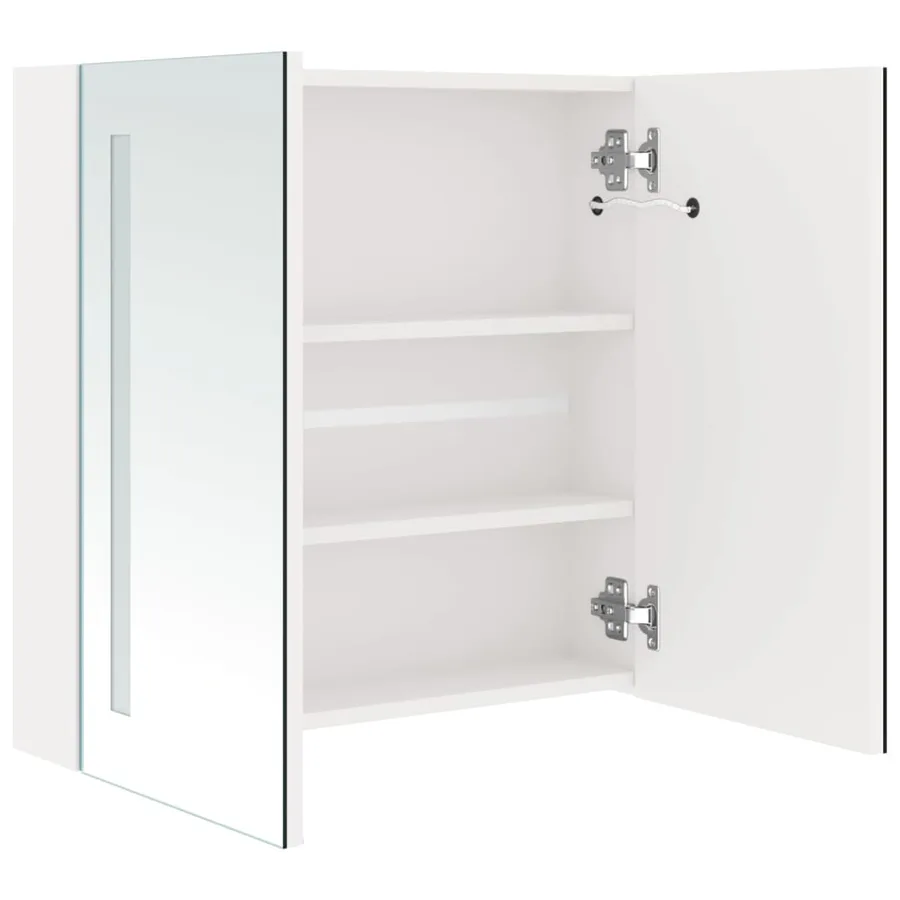 Armoire de salle de bain à miroir LED Blanc brillant 62x14x60cm - 5