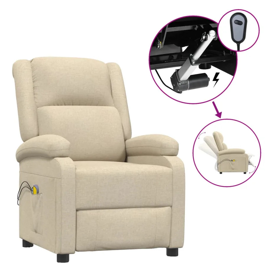 Fauteuil électrique de massage Crème Tissu - 2