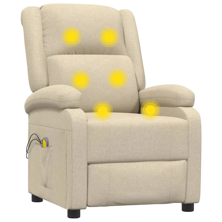 Fauteuil électrique de massage Crème Tissu - 9