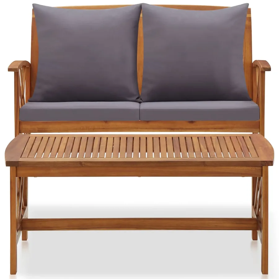 Salon de jardin 2 pcs avec coussins bois d'acacia solide - 3