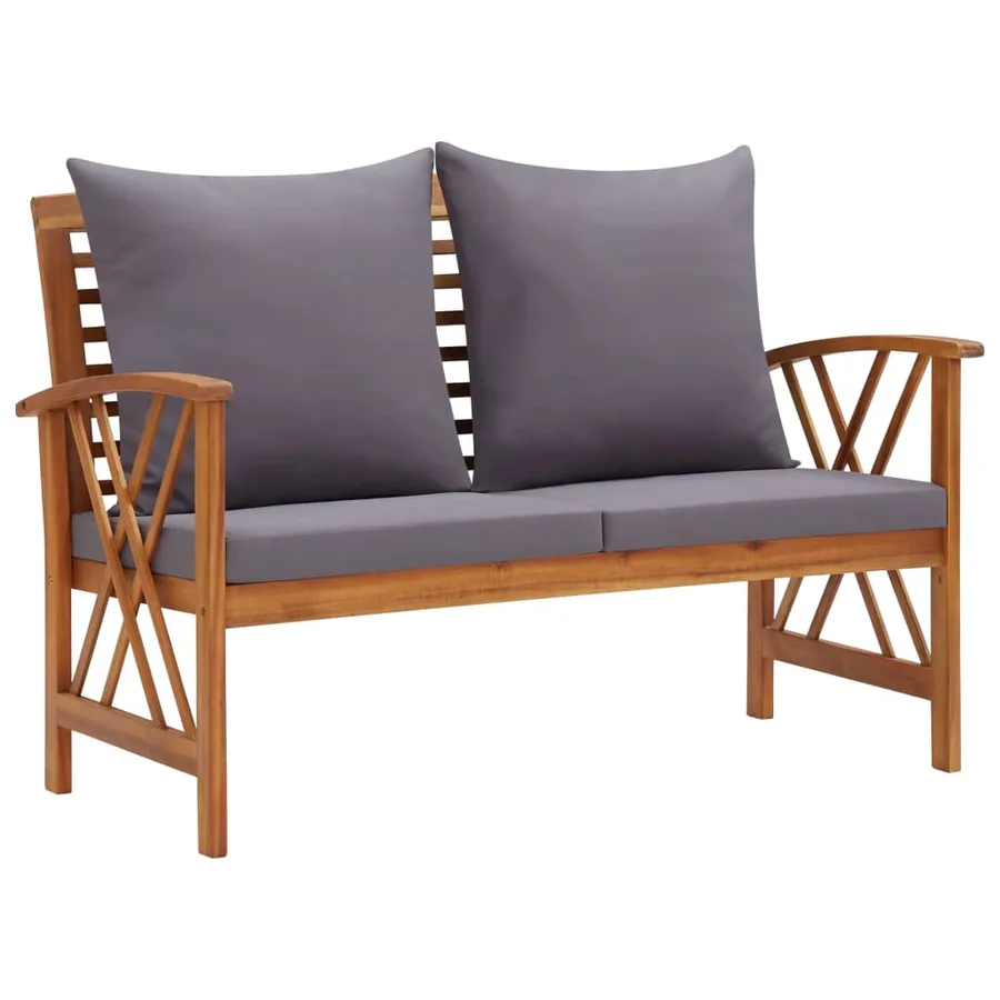 Salon de jardin 2 pcs avec coussins bois d'acacia solide - 4