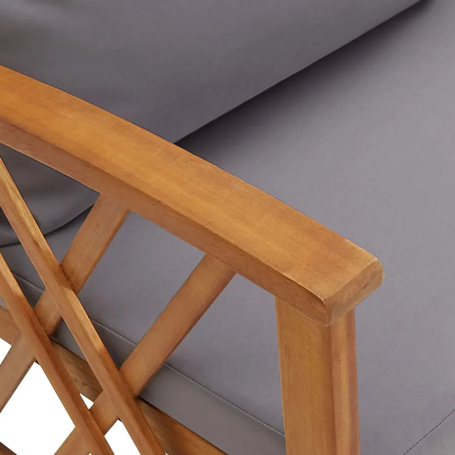 Salon de jardin 2 pcs avec coussins bois d'acacia solide - 6