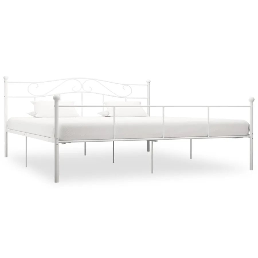 Cadre de lit sans matelas blanc métal 180x200 cm
