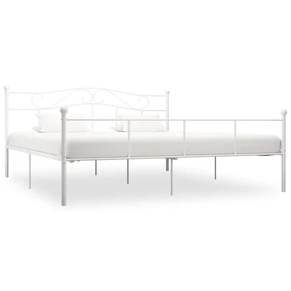 Cadre de lit sans matelas blanc métal 180x200 cm