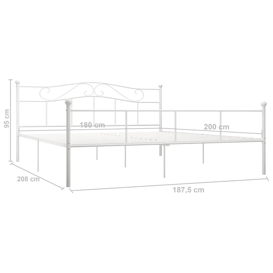 Cadre de lit sans matelas blanc métal 180x200 cm - 6