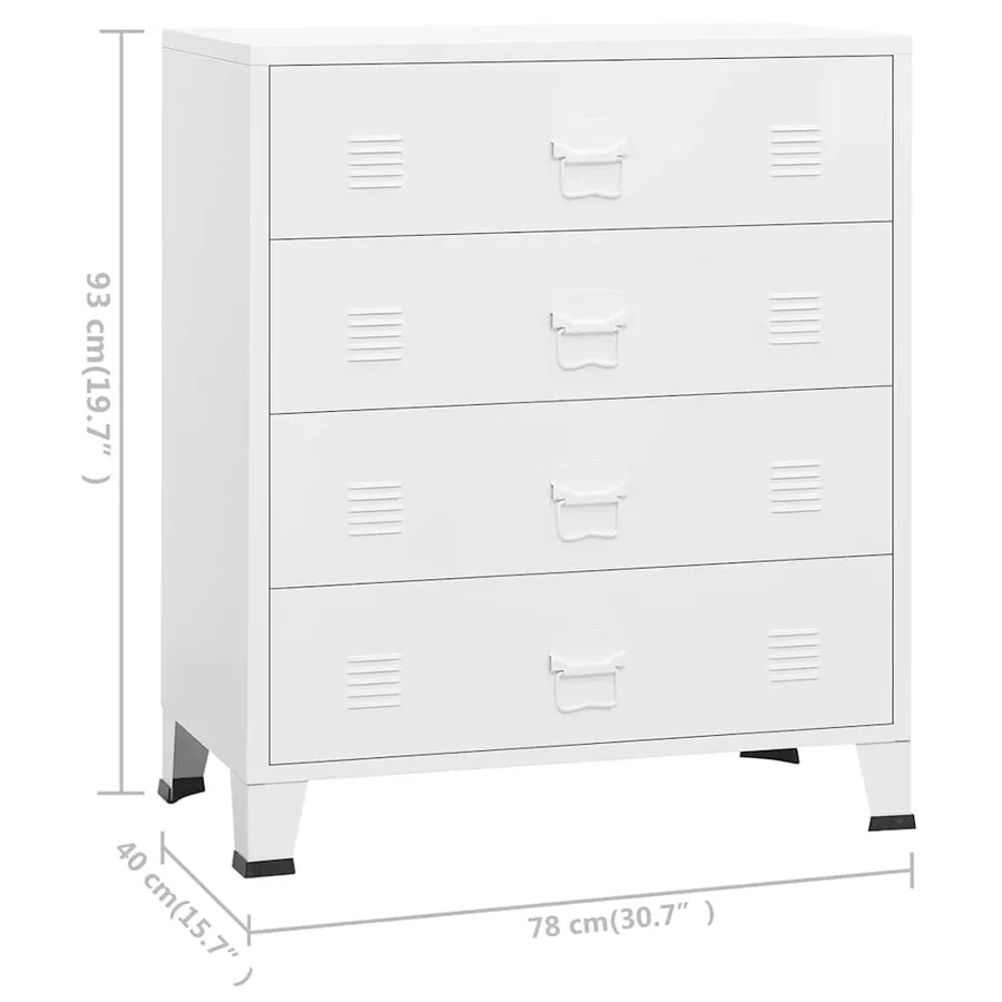 Armoire à tiroirs industrielle Blanc 78x40x93 cm Métal - 11