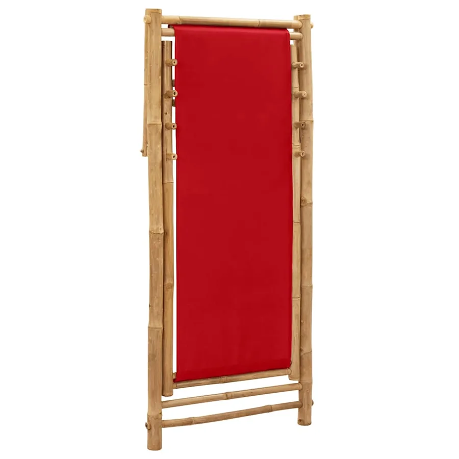 Chaise de terrasse bambou et toile rouge - 6