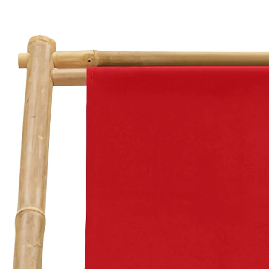 Chaise de terrasse bambou et toile rouge - 7