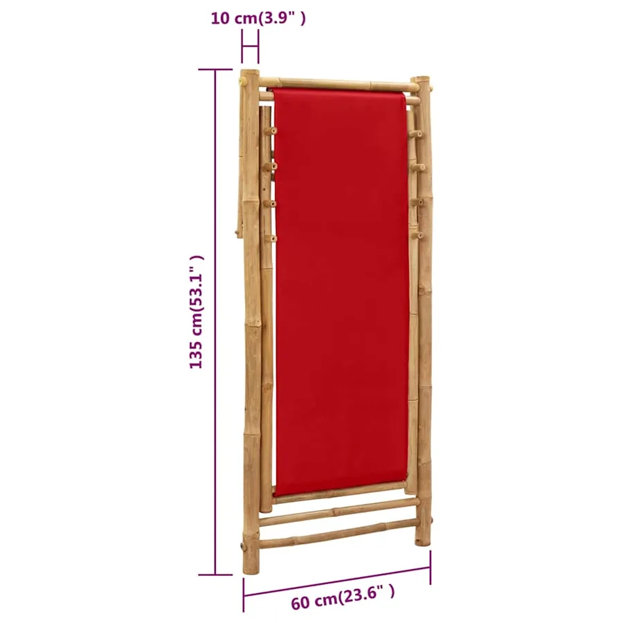 Chaise de terrasse bambou et toile rouge - 9