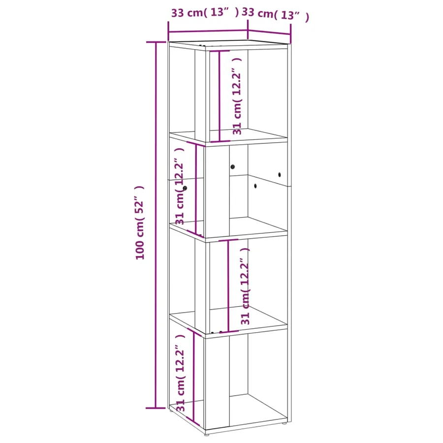 Armoire d'angle Chêne sonoma 33x33x132 cm Bois d’ingénierie - 9
