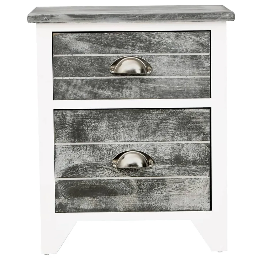 Table de chevet 2 pcs avec 2 tiroirs Gris et blanc - 5
