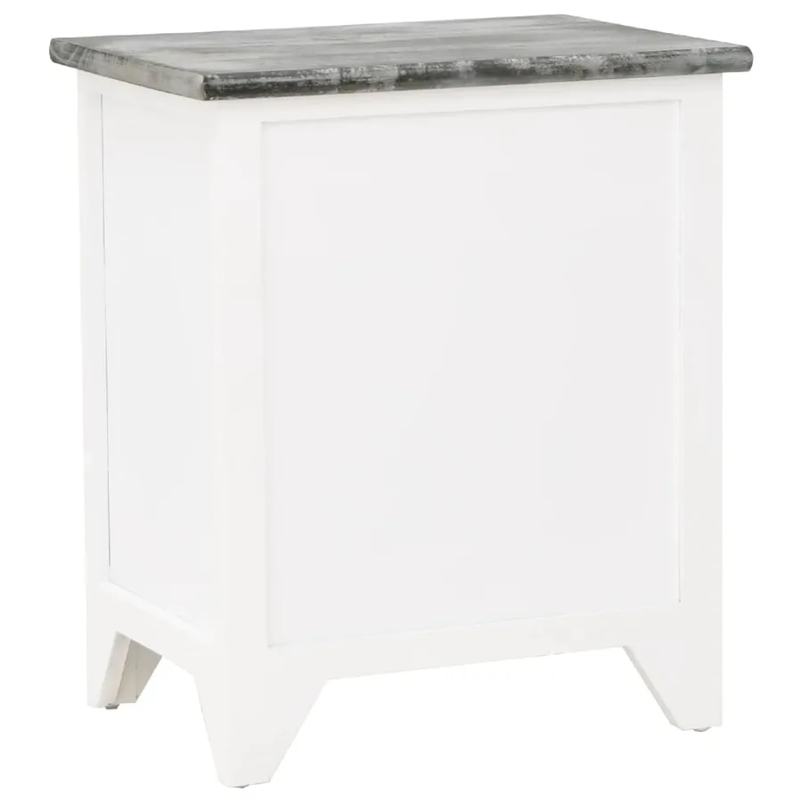Table de chevet 2 pcs avec 2 tiroirs Gris et blanc - 6