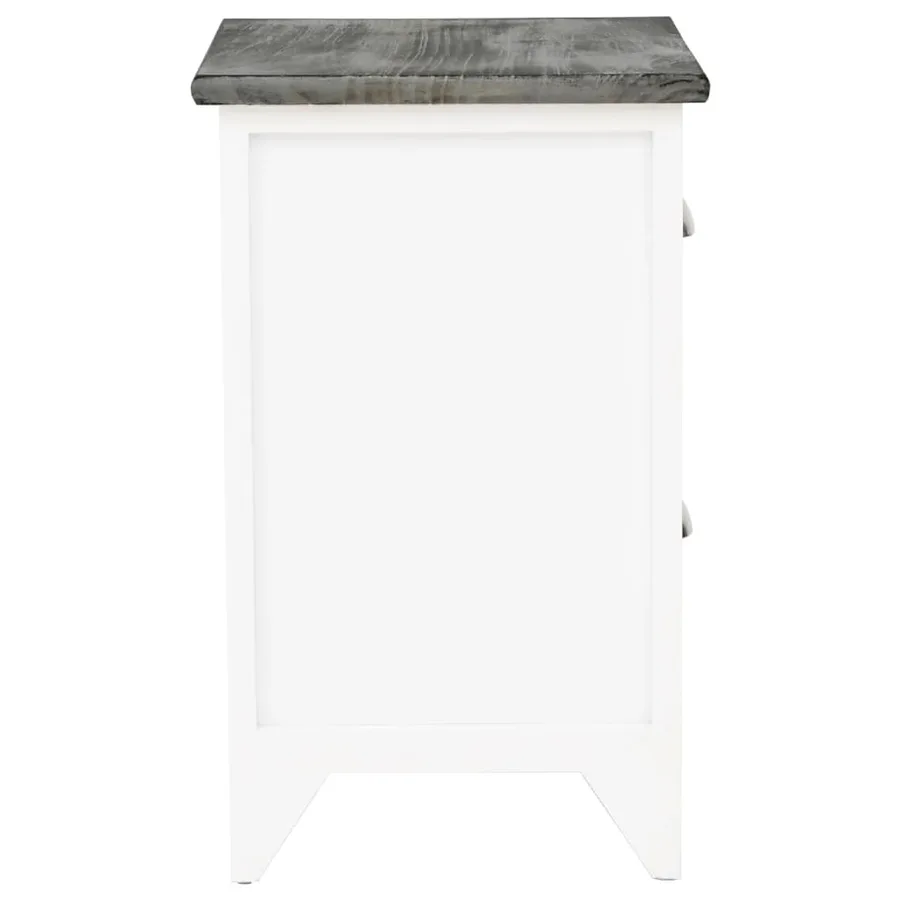 Table de chevet 2 pcs avec 2 tiroirs Gris et blanc - 7