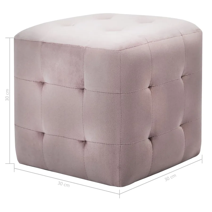 Tables de chevet 2 pcs Rose 30x30x30 cm Tissu velours - 5