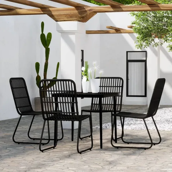Ensemble à manger de jardin 5 pcs Noir