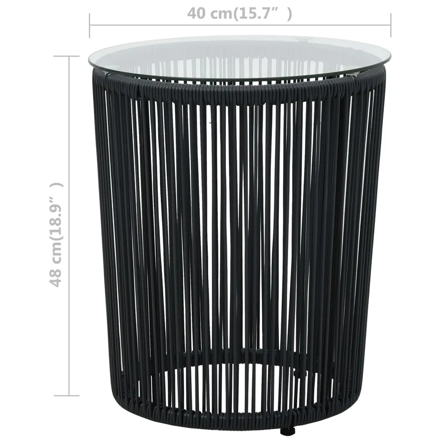 Ensemble de bistro 3 pcs avec coussins Rotin PE Noir - 11