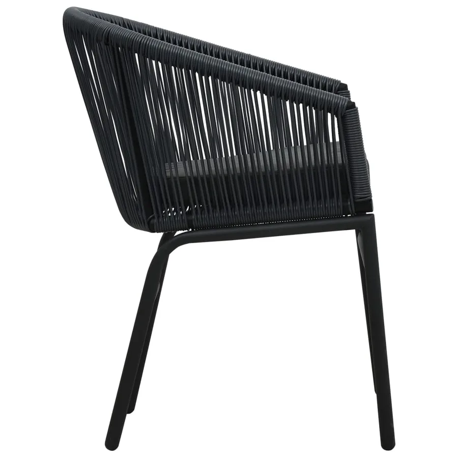 Ensemble de bistro 3 pcs avec coussins Rotin PE Noir - 6