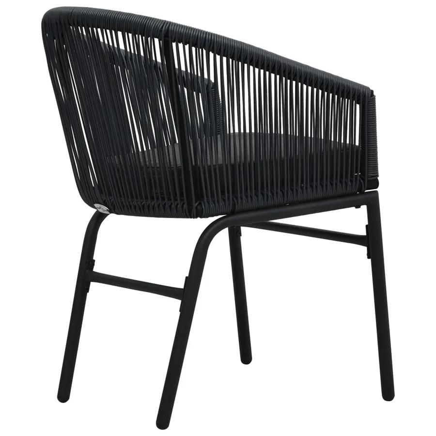 Ensemble de bistro 3 pcs avec coussins Rotin PE Noir - 7