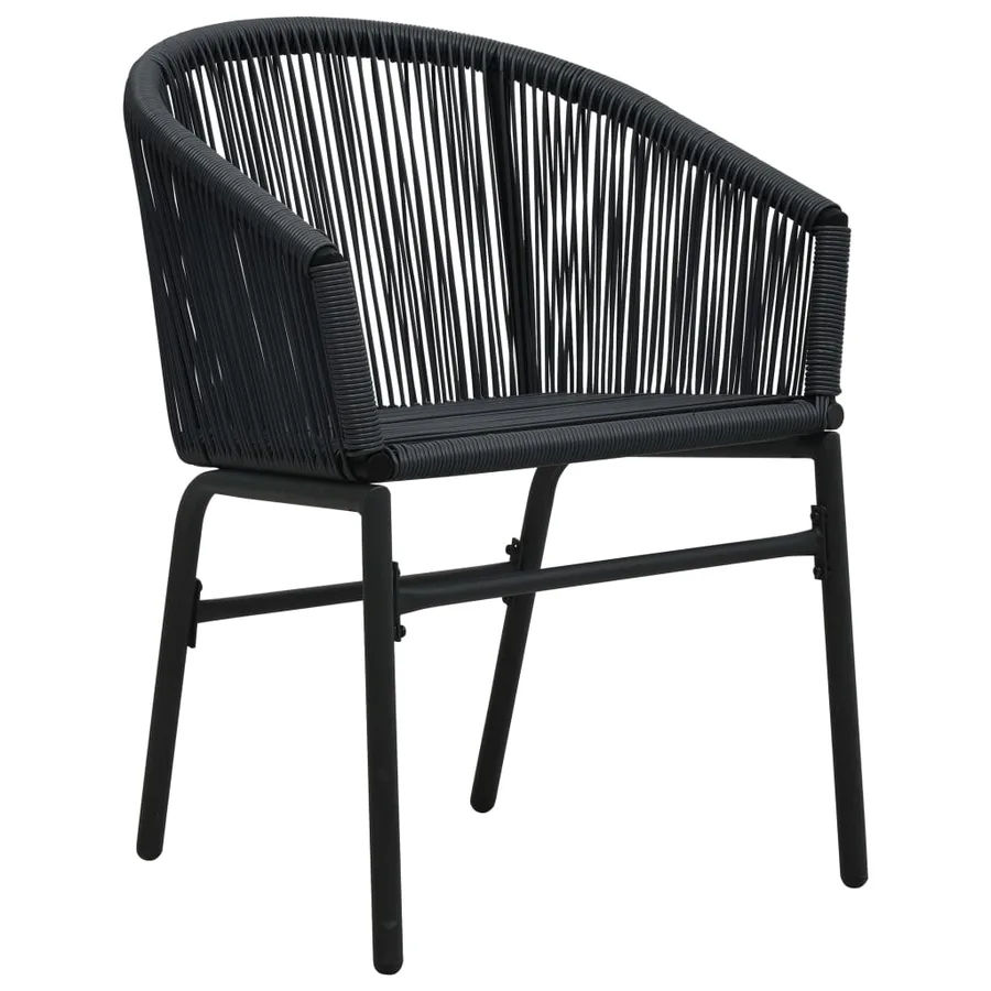 Ensemble de bistro 3 pcs avec coussins Rotin PE Noir - 8