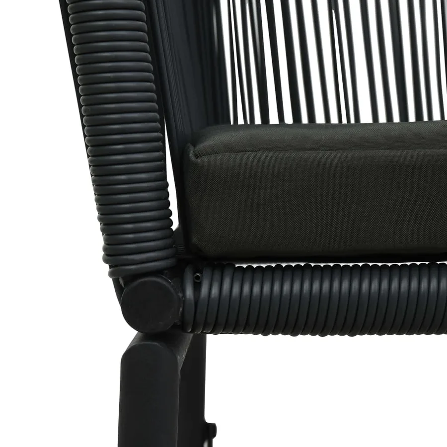 Ensemble de bistro 3 pcs avec coussins Rotin PE Noir - 9