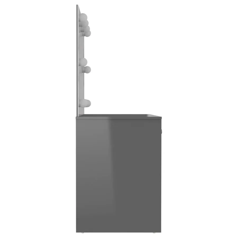 Table de maquillage avec éclairage LED MDF Gris brillant - 4