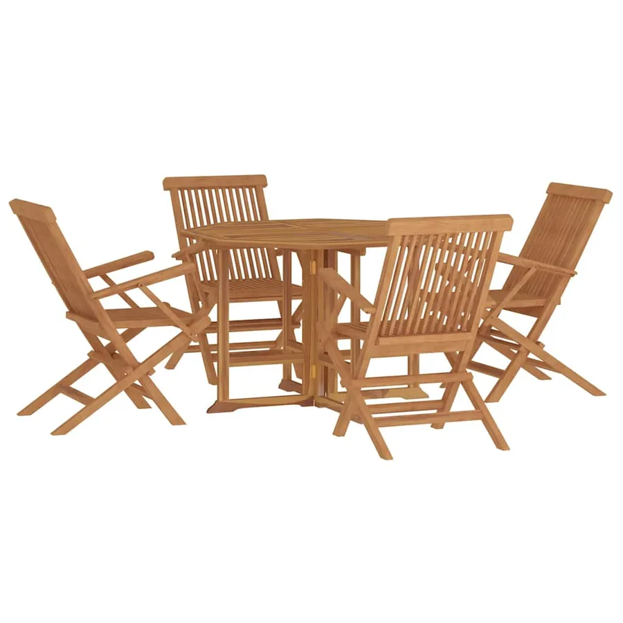 Ensemble à manger d'extérieur pliable 5 pcs Bois solide de teck - 3