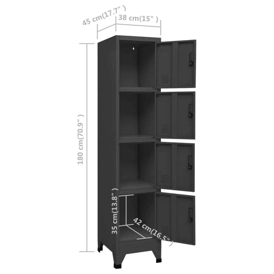 Armoire à casiers Anthracite 38x45x180 cm Acier - 8