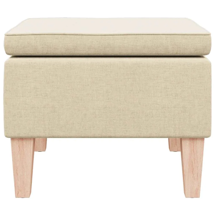 Tabouret avec pieds en bois Crème Tissu - 3