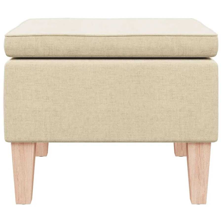 Tabouret avec pieds en bois Crème Tissu - 5