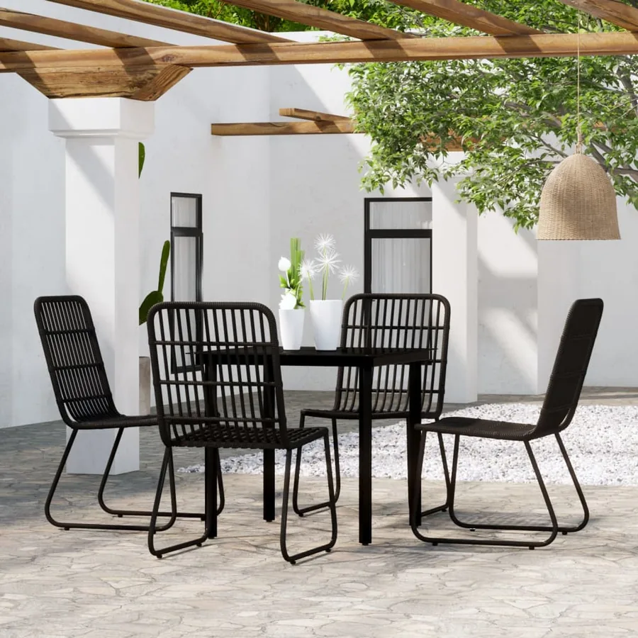 Ensemble à manger de jardin 5 pcs Noir