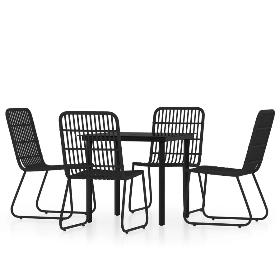 Ensemble à manger de jardin 5 pcs Noir - 2
