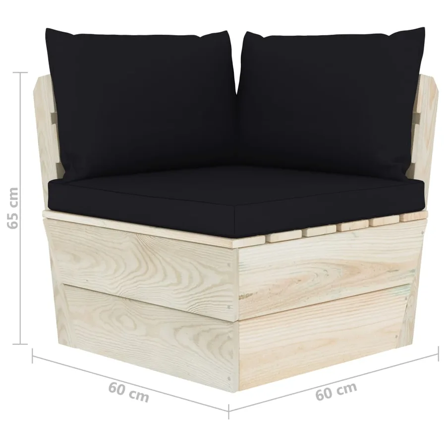 Canapé palette à 2 places de jardin avec coussins Bois d'épicéa - 7