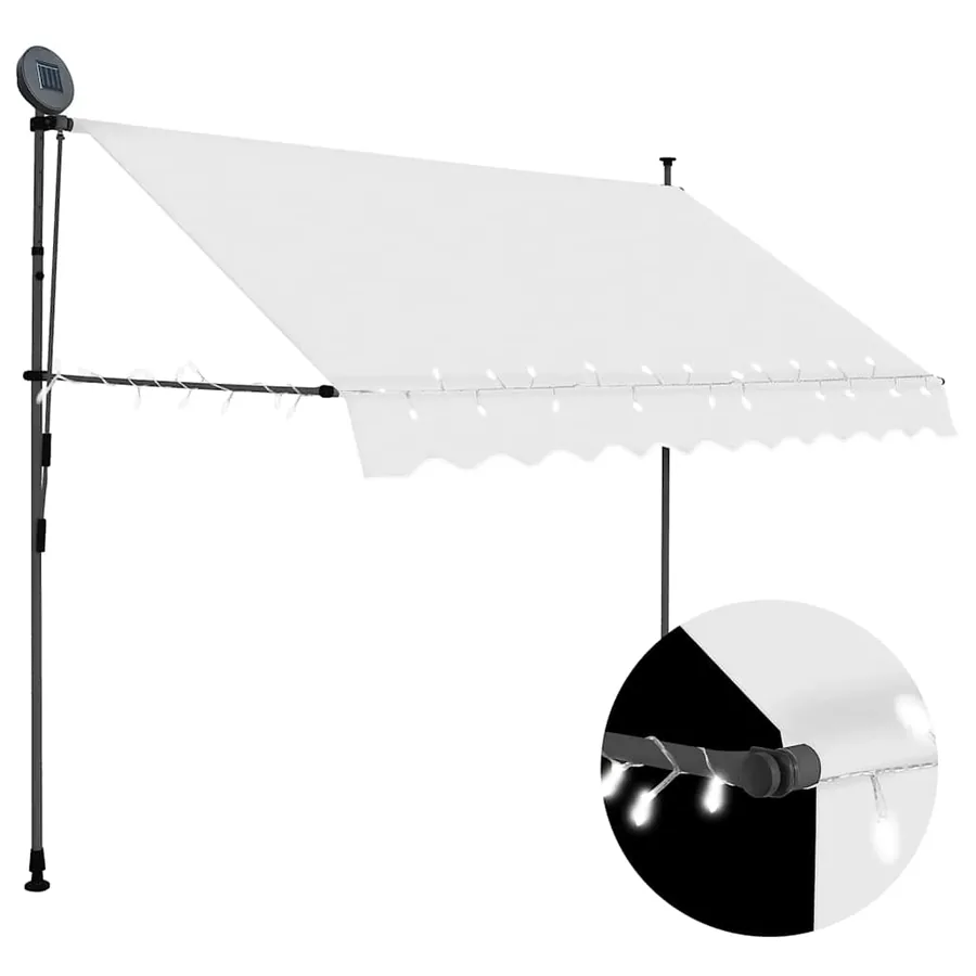 Auvent manuel rétractable avec LED 300 cm Crème