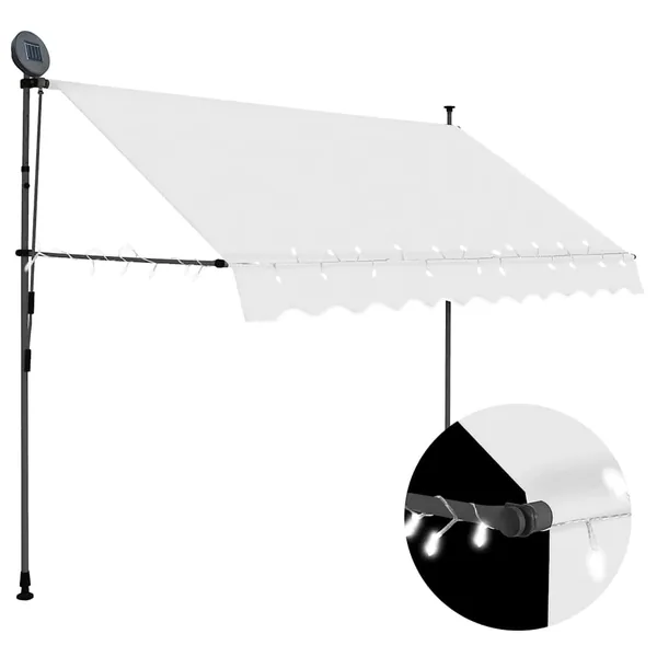 Auvent manuel rétractable avec LED 300 cm Crème