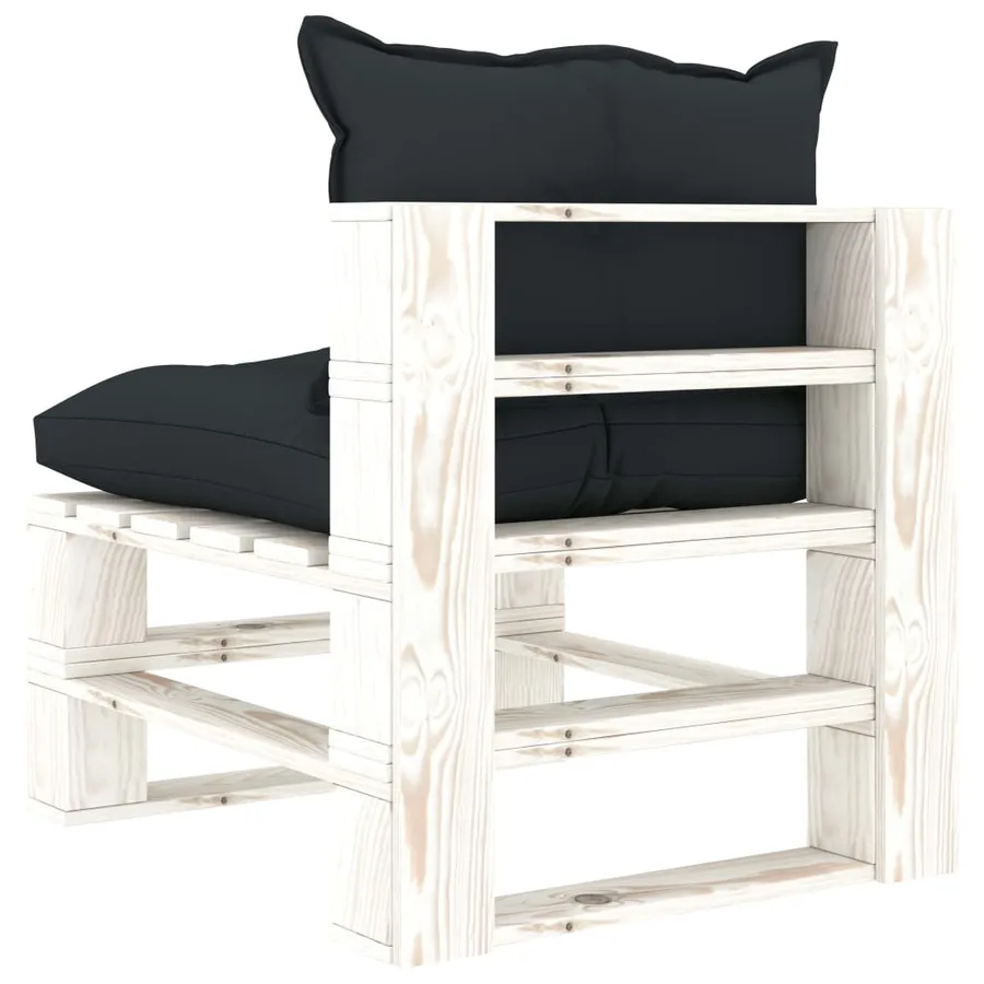 Canapé palette de milieu de jardin et coussins anthracite Bois - 4
