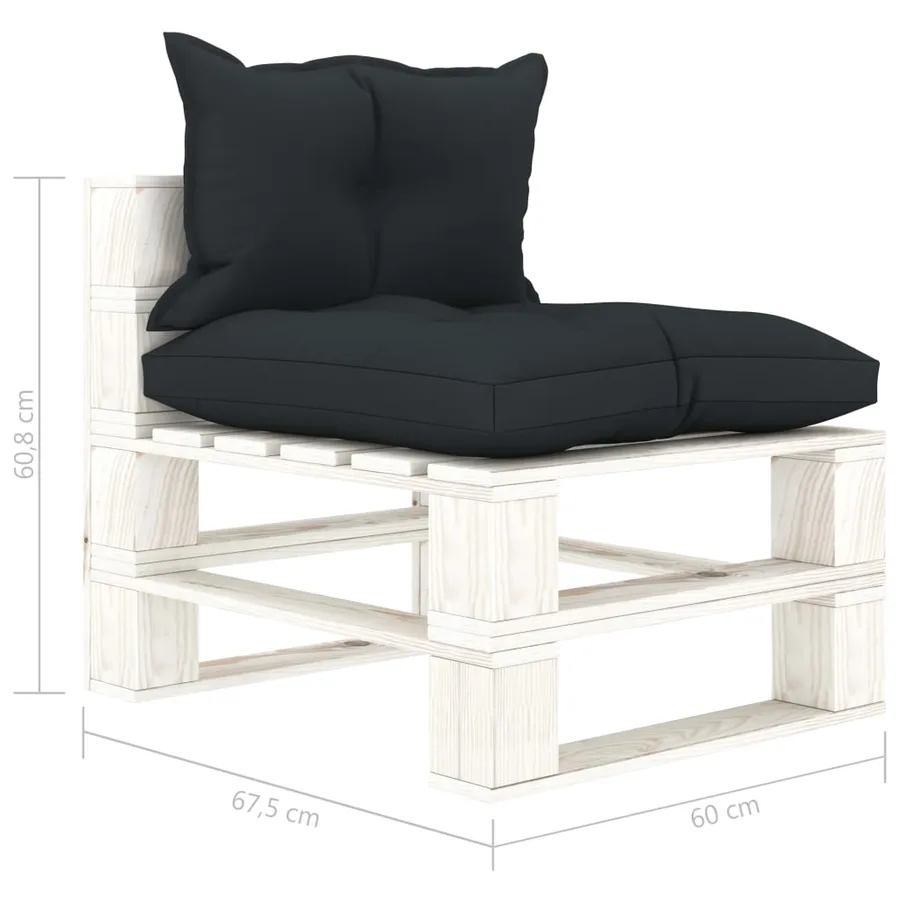 Canapé palette de milieu de jardin et coussins anthracite Bois - 6