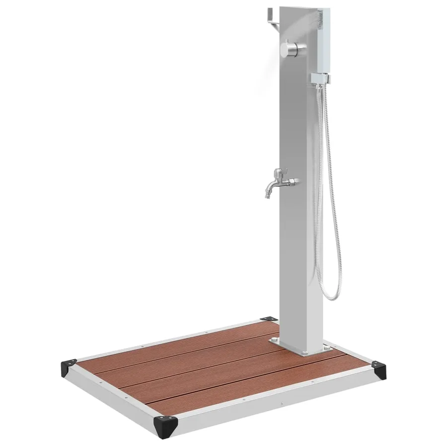 Douche d'extérieur avec receveur de douche WPC Acier inoxydable - 4