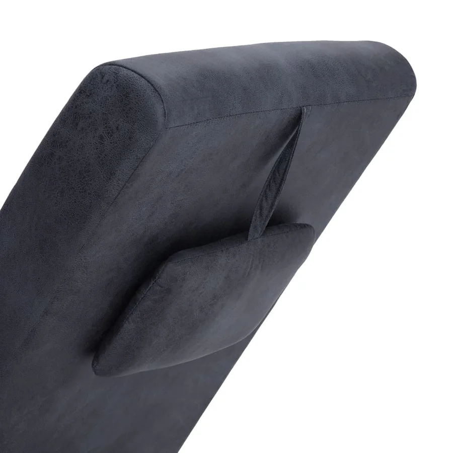 Chaise longue avec oreiller Gris Similicuir daim - 6