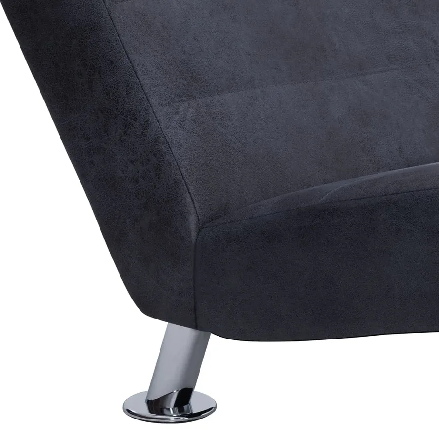 Chaise longue avec oreiller Gris Similicuir daim - 8